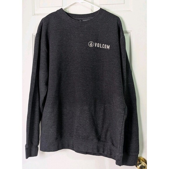 Volcom Classic Sweatshirt Mens 2XL Dark Gray Pullover Logo Graphic L/S Stretch - Picture 1 of 6